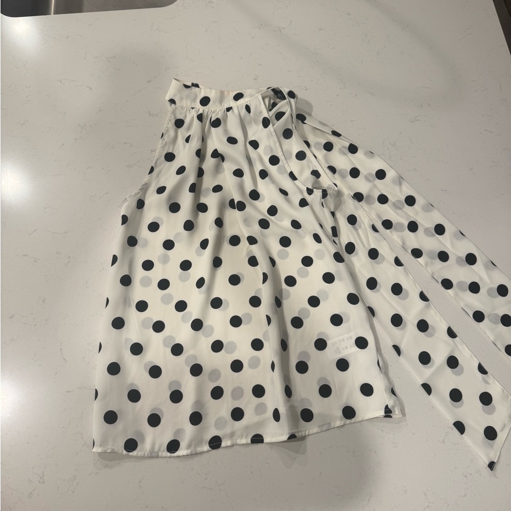 Liverpool Black and White Polka Dot Blouse - Picture 3 of 10
